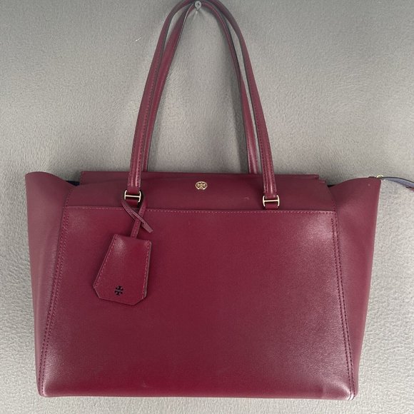 Tory Burch Women's Parker Tote Bag Imperial Garnet/Midnight Swim 37169 639 - Picture 1 of 15